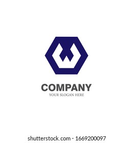la letra logotipo W. con la forma de un hexágono.plantilla moderno.aislado blanco. logotipos comerciales, para empresas y diseño gráfico. vector ilustrativo