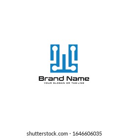 logotipo de letra con diseño de tecnología plantilla vectorial