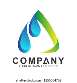 letter A logo with water drop