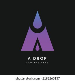 A Letter Logo, Water Drop Gradient Logo Design Template