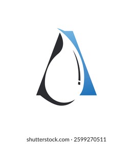 Letter A Logo Water Droplet Negative Space. Creative Letter A Aqua concept logo concept design with negative space drop water, modern, simple and professional feel.