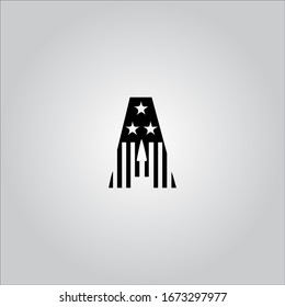 Ein Buchstabenlogo auf weißem Hintergrund.Der amerikanische Stil.Letter-Symbol-Design.Der schwarze Buchstabe.