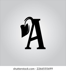 A letter logo. A Letter logo with white background. This is black letter logo. Use stylist fashion logo. Decorative design.