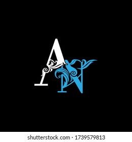 AN letter logo with white logo and black background.The nice letter design.