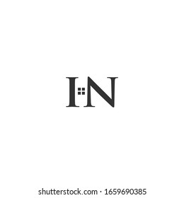 Logo IN letra con un símbolo de ventana. logotipos para empresas inmobiliarias
