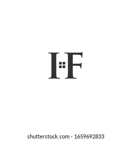 Logo de la letra IF con un símbolo de ventana. logotipos para empresas inmobiliarias