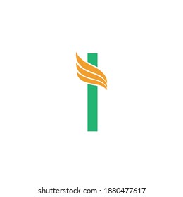 Letter I logo with wing icon design concept illustration