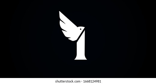 I letter logo with wings design vector for your company or brand