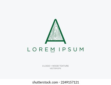 A letter logo with wood texture, Seamless wooden pattern. Wood grain texture. For Logo, Vector illustration