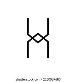Logotipo de letra X con triángulo, polígono, geometría de círculo.