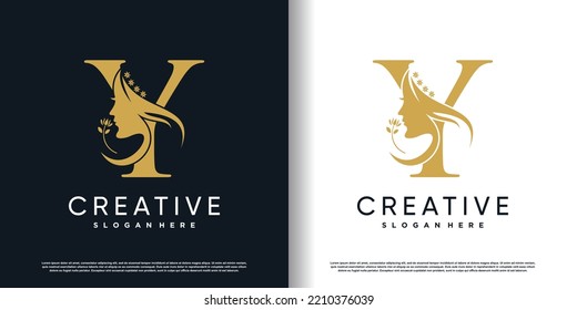  letter logo y with beauty concept Premium Vector