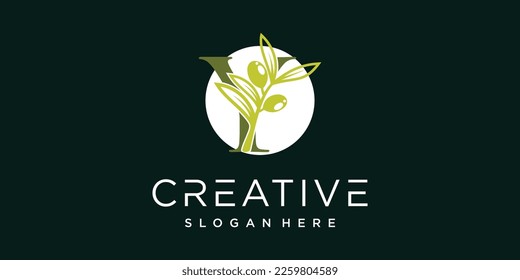 Letter logo Y with olive branches illustration of green leaves Premium Vector