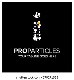 Letter i logo. Yellow Dot Highlighted in symbol .Abstract Alphabet particles logotype vector design.