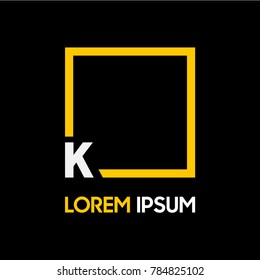 letter logo with yellow square, type font K