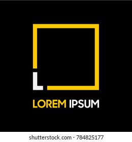 letter logo with yellow square, type font L