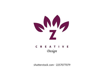 Letter logo Z made of flowers in vector icon elegant style on white background