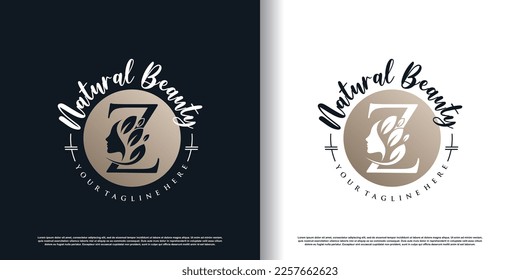 letter logo z with nature beauty concept design premium vector
