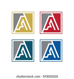 Letter A logo,Colorful Square shape symbol, Business corporate, Company, finance logotype
