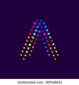 Letter A logo.Dots logo colorful,dotted shape logotype vector design