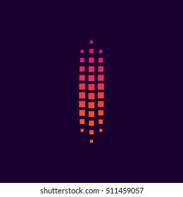 Letter I logo.Dots logo colorful,pixel shape logotype vector design