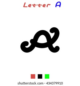 The letter A for logos, icons, web design, the template element. Black letters on a white background English alphabet. Vector Illustration Eps10.