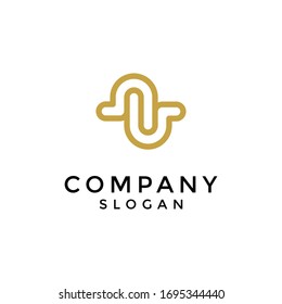letter logos A and U combined in opposite positions. editable and easy to custom