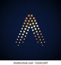 Letter A logo.Sparkle logo gold, vector design