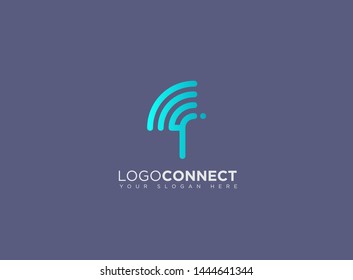 Letter I logotype blue and grey color,Technology and digital abstract connection. Wifi vector logo