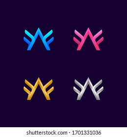 Letter A logotype with Colourful and Premium Luxury Wings logo, Freedom and Fly sign, Falcon or Eagle symbol for your Business Company and Corporate branding identity, Vector illustration