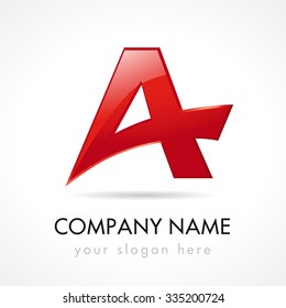 A letter logotype. A company. Traveling, logistics, typographic font, trucking. Editable stained glass branding red template elements. Smartphone app idea, isolated sign in a shape of A.