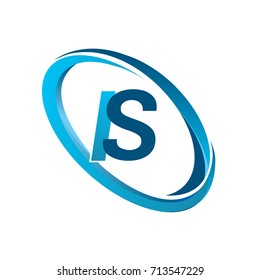 letter IS logotype design for company name colored blue swoosh. vector logo for business and company identity.