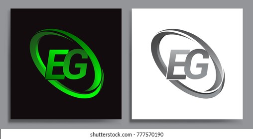 letter EG logotype design for company name colored Green swoosh and grey. vector set logo design for business and company identity.
