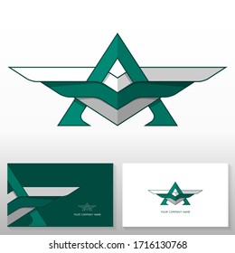 Letter A logotype design –Vector emblem with wings. Business card templates. Stock vector illustration.