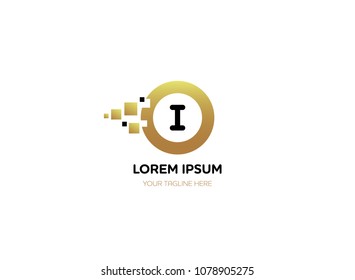 Letter I logotype design. Transform dots to circle concept vector

