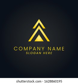 Letter A logotype: gold retro minimal vector geometriclogo template, business symbol, typography icon design