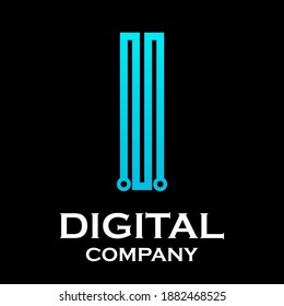 Letter i logotype gradient blue color with dot,Technology and digital abstract suitable for your business
