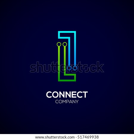 Letter I logotype green and blue color,Technology and digital abstract dot connection vector logo