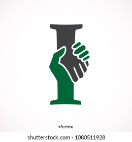Letter I logotype handshake, abstract logo icon design, ready symbol creative vector sign.