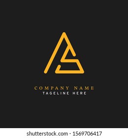 Letter AS logotype Monoline style, simple and elegant AS logo - Vector