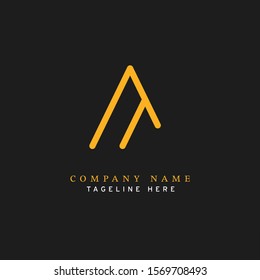 Letter AT logotype Monoline style, simple and elegant AT logo - Vector