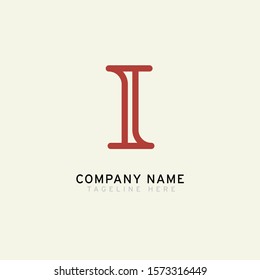 Letter I logotype Monoline style, simple and elegant I logo, Retro theme - Vector