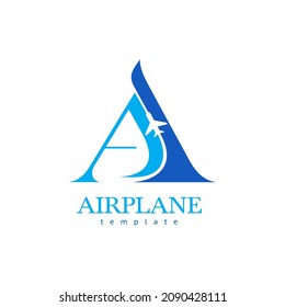  Letter A logotype plane. Airplane logo.