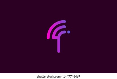 Letter I logotype purple and pink color,Technology and digital abstract connection. Wifi vector logo