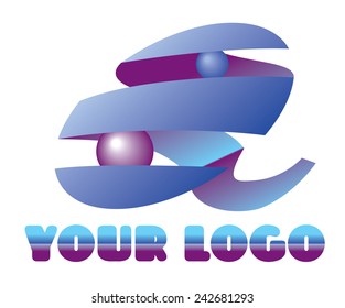 A letter logotype, ribbon vector logo,violet and blue