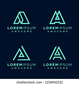 Letter A logotype set. abstract geometric logo with triangle shape. 