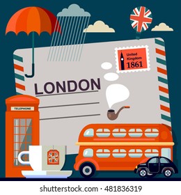 letter from London vector flat style background