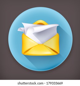 Letter, long shadow vector icon