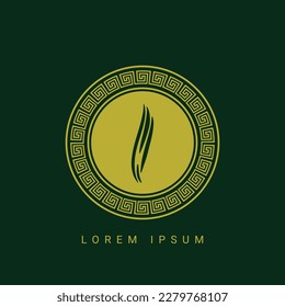 Letter I Loral Wreath logo luxury design with a circle. Graceful, Elegant Monogram with a crown. The Vintage emblem for Royalty, Cafe, Brand, Restaurant, Boutiqu