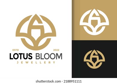 Letra A Logotipo Lotus Bloom Diseño, logotipo de identidad de marca vectorial, logotipo moderno Diseños de logotipos Plantilla de ilustración vectorial