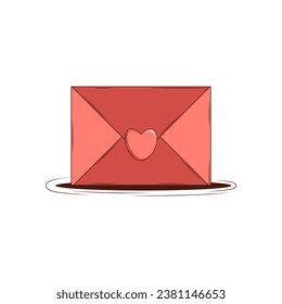 Letter in love and heart. Groovy retro cartoon lovely heart sticker, patch. Valentines Day. For poster, card, print. Trendy retro 60s 70s style. Red, pink colors. Vector illustration